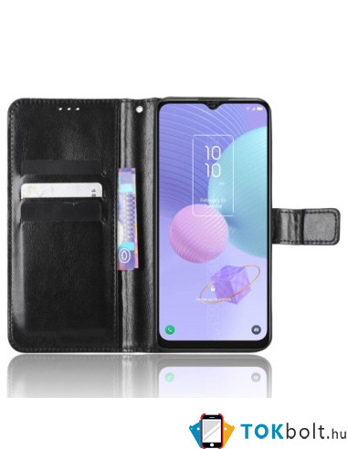 Oldalra nyíló tok TCL 406 telefonhoz - FEKETE