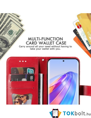 Dombornyomott  mintás notesztok Honor Magic5 Lite / Honor X9a telefonhoz - PIROS