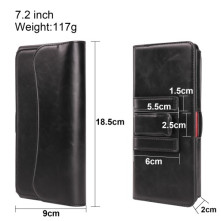 Univerzális övre fűzhető mobiltelefon tartó - max. 7.2 inches készülékekhez - 18.5 x 9 cm - FEKETE