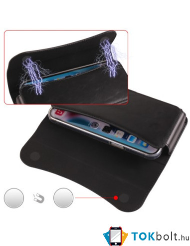 Univerzális övre fűzhető mobiltelefon tartó - max. 7.2 inches készülékekhez - 18.5 x 9 cm - FEKETE