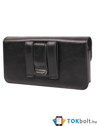 Univerzális övre fűzhető mobiltelefon tartó - max. 7.2 inches készülékekhez - 18.5 x 9 cm - FEKETE
