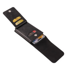 Univerzális álló övre fűzhető mobiltelefon tartó fém csipesszel - 18x9.5x2 cm - FEKETE