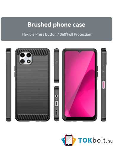 T-Mobile REVVL 7 karbon mintás tok - FEKETE