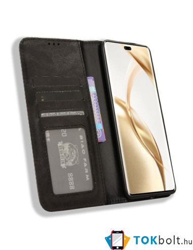 Oldalra nyíló tok Honor 200 Pro telefonhoz - FEKETE