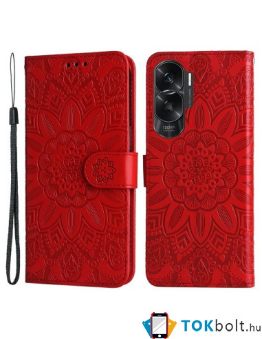 Dombornyomott  mintás notesztok Honor 90 Lite telefonhoz - PIROS