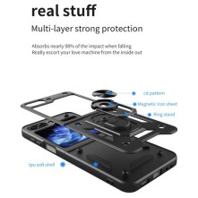 Kemény műanyag és rugalmas TPU hibrid tok Samsung Galaxy Z Flip6 telefonhoz - EZÜST