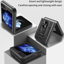 Kemény műanyag és rugalmas TPU hibrid tok Samsung Galaxy Z Flip6 telefonhoz - EZÜST