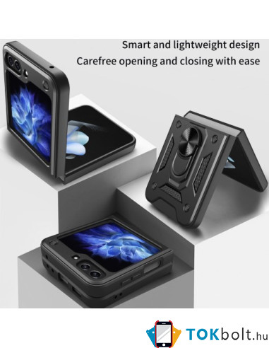 Kemény műanyag és rugalmas TPU hibrid tok Samsung Galaxy Z Flip6 telefonhoz - KÉK