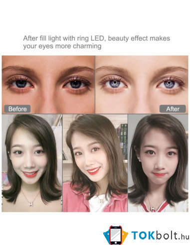 PULUZ PKT3071B vlogger tripod telefon állvány LED körfény (Youtube – TIK TOK – Instagram videókhoz) - FEKETE