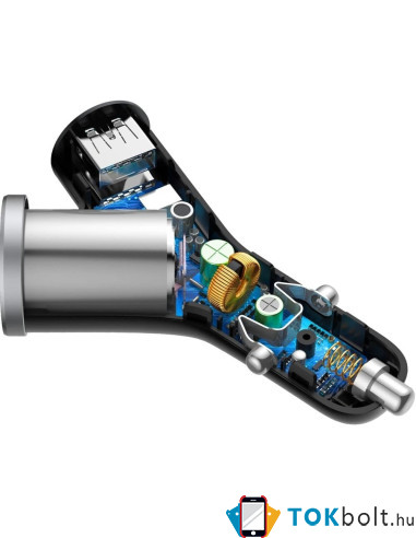 Baseus Y autós töltő 2x USB + szivargyújtó aljzat 3.4A (CCALL-YX01) - FEKETE