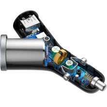 Baseus Y autós töltő 2x USB + szivargyújtó aljzat 3.4A (CCALL-YX01) - FEKETE