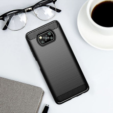 Xiaomi Poco X3 / X3 Pro / Poco X3 NFC karbon mintás tok - FEKETE