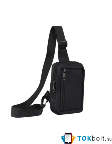 Mellkas táska, Crossbody átlós válltáska férfiaknak - Méret: 9 x 15 cm - FEKETE