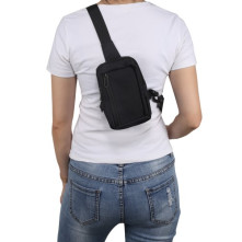 Mellkas táska, Crossbody átlós válltáska férfiaknak - Méret: 9 x 15 cm - FEKETE