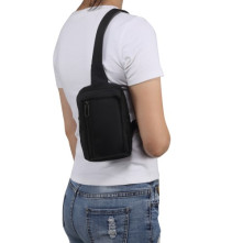 Mellkas táska, Crossbody átlós válltáska férfiaknak - Méret: 9 x 15 cm - FEKETE