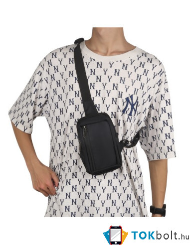 Mellkas táska, Crossbody átlós válltáska férfiaknak - Méret: 9 x 15 cm - FEKETE