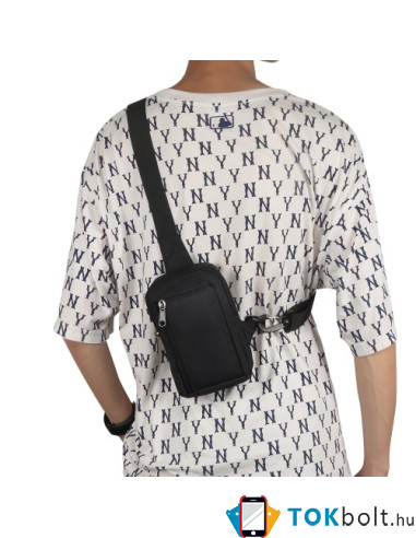 Mellkas táska, Crossbody átlós válltáska férfiaknak - Méret: 9 x 15 cm - FEKETE
