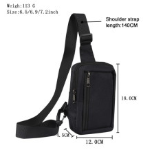 Mellkas táska, Crossbody átlós válltáska férfiaknak - Méret: 9 x 15 cm - FEKETE