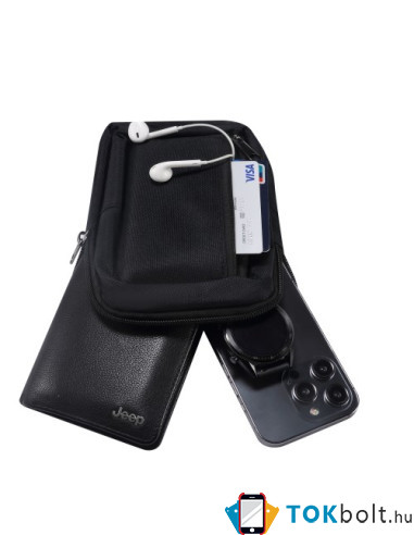 Mellkas táska, Crossbody átlós válltáska férfiaknak - Méret: 9 x 15 cm - FEKETE