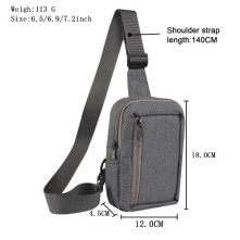 Mellkas táska, Crossbody átlós válltáska férfiaknak - Méret: 12 x 18 cm - SZÜRKE