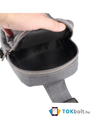 Mellkas táska, Crossbody átlós válltáska férfiaknak - Méret: 12 x 18 cm - SZÜRKE