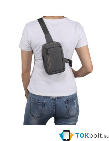 Mellkas táska, Crossbody átlós válltáska férfiaknak - Méret: 12 x 18 cm - SZÜRKE