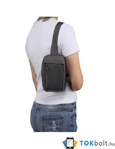 Mellkas táska, Crossbody átlós válltáska férfiaknak - Méret: 12 x 18 cm - SZÜRKE