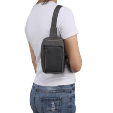 Mellkas táska, Crossbody átlós válltáska férfiaknak - Méret: 12 x 18 cm - SZÜRKE
