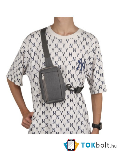 Mellkas táska, Crossbody átlós válltáska férfiaknak - Méret: 12 x 18 cm - SZÜRKE