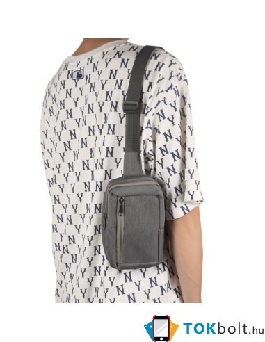 Mellkas táska, Crossbody átlós válltáska férfiaknak - Méret: 12 x 18 cm - SZÜRKE