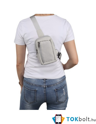 Mellkas táska, Crossbody átlós válltáska férfiaknak - Méret: 12 x 18 cm - BÉZS