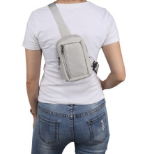 Mellkas táska, Crossbody átlós válltáska férfiaknak - Méret: 12 x 18 cm - BÉZS