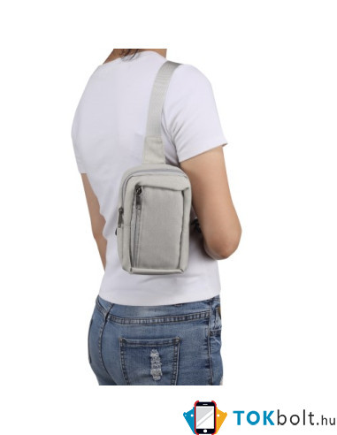 Mellkas táska, Crossbody átlós válltáska férfiaknak - Méret: 12 x 18 cm - BÉZS