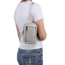 Mellkas táska, Crossbody átlós válltáska férfiaknak - Méret: 12 x 18 cm - BÉZS