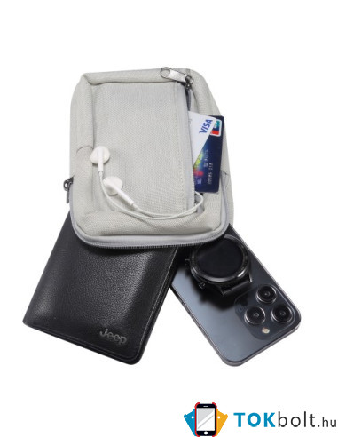 Mellkas táska, Crossbody átlós válltáska férfiaknak - Méret: 12 x 18 cm - BÉZS
