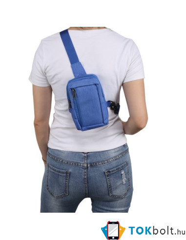 Mellkas táska, Crossbody átlós válltáska férfiaknak - Méret: 12 x 18 cm - KÉK