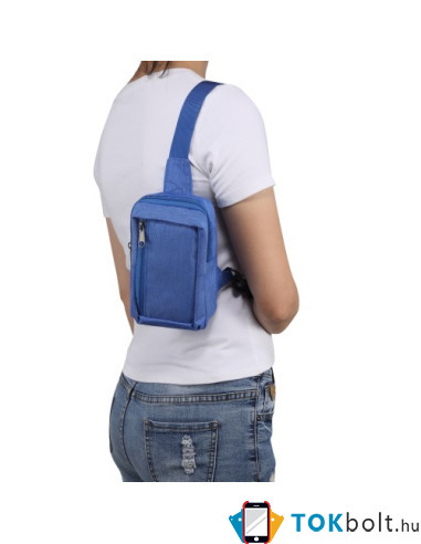 Mellkas táska, Crossbody átlós válltáska férfiaknak - Méret: 12 x 18 cm - KÉK