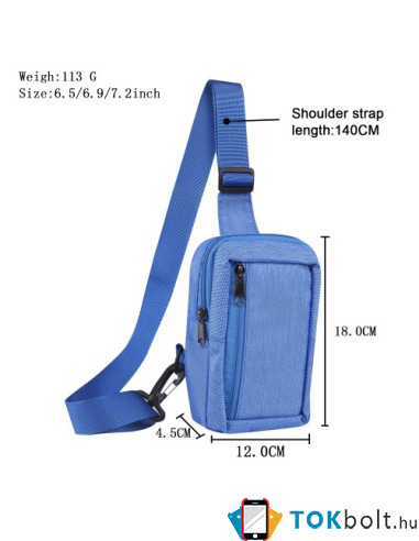 Mellkas táska, Crossbody átlós válltáska férfiaknak - Méret: 12 x 18 cm - KÉK