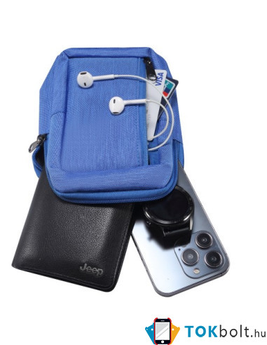 Mellkas táska, Crossbody átlós válltáska férfiaknak - Méret: 12 x 18 cm - KÉK