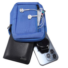 Mellkas táska, Crossbody átlós válltáska férfiaknak - Méret: 12 x 18 cm - KÉK