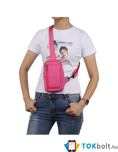 Mellkas táska, Crossbody átlós válltáska férfiaknak - Méret: 12 x 18 cm - PINK