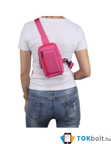Mellkas táska, Crossbody átlós válltáska férfiaknak - Méret: 12 x 18 cm - PINK