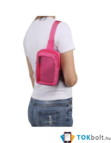 Mellkas táska, Crossbody átlós válltáska férfiaknak - Méret: 12 x 18 cm - PINK
