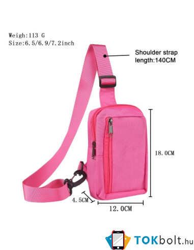 Mellkas táska, Crossbody átlós válltáska férfiaknak - Méret: 12 x 18 cm - PINK