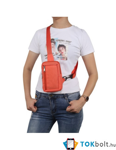 Mellkas táska, Crossbody átlós válltáska férfiaknak - Méret: 12 x 18 cm - NARANCS