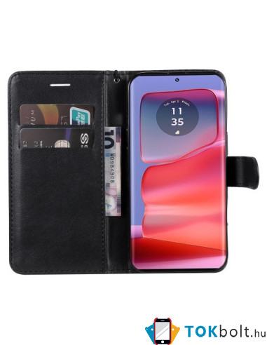 Oldalra nyíló tok Motorola Edge 50 Pro telefonhoz - FEKETE