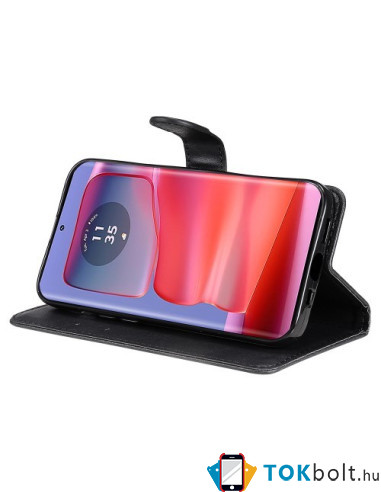 Oldalra nyíló tok Motorola Edge 50 Pro telefonhoz - FEKETE