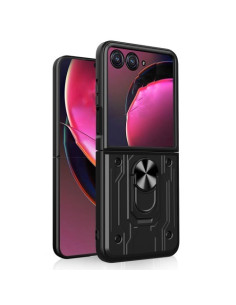 Kemény műanyag és rugalmas TPU hibrid tok Motorola Razr 50 telefonhoz - FEKETE