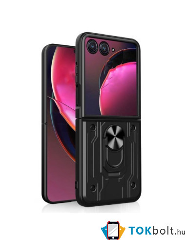Kemény műanyag és rugalmas TPU hibrid tok Motorola Razr 50 telefonhoz - FEKETE