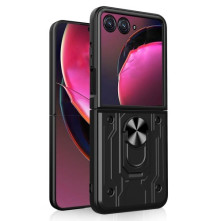 Kemény műanyag és rugalmas TPU hibrid tok Motorola Razr 50 telefonhoz - FEKETE